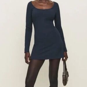 Reformation Midnight Blue Long Sleeve Dress